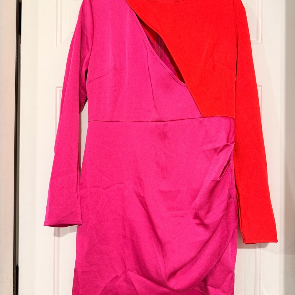 Colorblock Pink and Red Dress